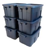 Rubbermaid Roughneck 14 Gallon Storage Tote Dark Indigo Metallic (6 Pack)