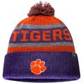 Men's Top of the World Orange/Purple Clemson Tigers Below Zero Cuffed Pom Knit Hat