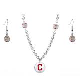 Cleveland Indians Crystals from Swarovski Baseball Necklace & Earrings