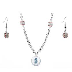 Seattle Mariners Crystals from Swarovski Baseball Necklace & Earrings