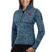 Women's Antigua Heather Navy Chicago Bears Fortune Half-Zip Sweater