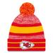 Men's New Era Red Kansas City Chiefs Team Logo Cuffed Knit Hat with Pom