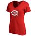 Women's Fanatics Branded Red Cincinnati Reds Splatter Logo V-Neck T-Shirt