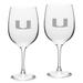 Miami Hurricanes Set of 2 Traditional Robusto Red Wine Table Glasses