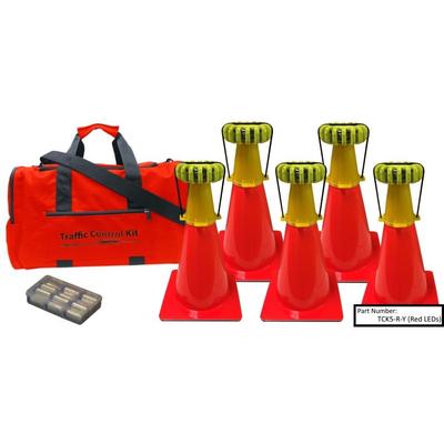 Powerflare 5-Position PowerFlare Traffic Control Kit Magnetic Red LEDs Orange Shell TCK5M-R-O