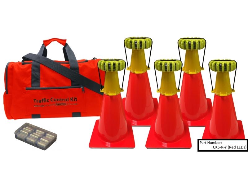Powerflare 5-Position PowerFlare Traffic Control Kit Red/Amber LEDs Olive Drab Green Shell TCK5-RA-OD