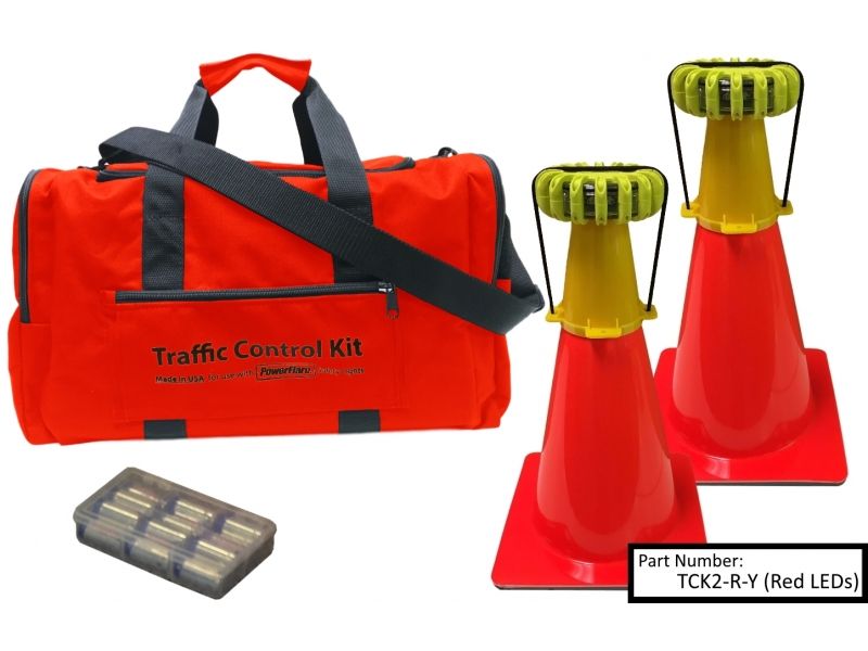 Powerflare 2-Position PowerFlare Traffic Control Kit Red/Blue LEDs Olive Drab Green Shell TCK2-RB-OD