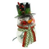 Gerson 32197 - 9"H Electric Lighted Crackle Glass Snowman Lamp Christmas Figurine Decorations