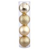 Vickerman 484920 - 6" Honey Gold 4-Finish Ball Christmas Christmas Tree Ornament (Set of 4) (N591537DA)