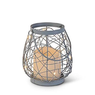 Gerson 43679 - 6" Wild Wire Lantern Wavy Edge Battery Operated LED Candle with Timer