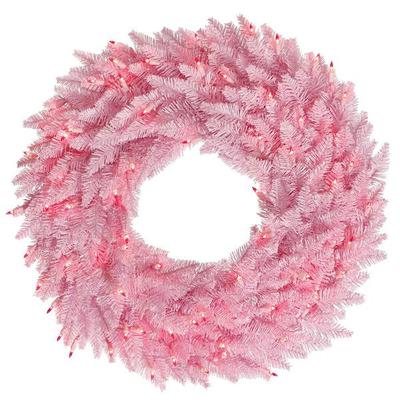 Vickerman 435700 - 30" Pink Fir 100 Pink LED Lights Christmas Wreath (K163831LED)