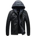 Wantdo Men's Cotton Padded Jackets Hooded Windbreaker Jacket Warm Long Sleeve Coat Kids Leather Jacket Black (Thick) 4XL