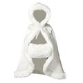 BEAUTELICATE Flower Girl Cape Winter Wedding Cloak Infant Junior Bridesmaid Hooded Reversible Fur Trim Ivory