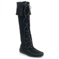 Minnetonka Front Lace Knee High Boot - Mens 7 Black Boot Medium