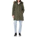 Larry Levine Women's Mid-Length Down Coat with Hood, Military Green, S