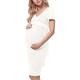 Be Mammy Women's Maternity Dress Short Sleeve with Nursing Function BE20-172 (Ecru, L)