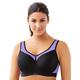 Glamorise Women's High Impact Underwire Sport Bra Wired Full Coverage Bra, Black (Black/Purple), 44B