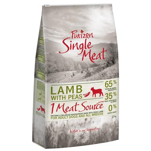 2 x 12kg Single Meat Adult Lamm mit Erbsen Purizon Hundefutter trocken