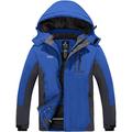 Wantdo Men's Mountain Ski Jacket Outdoor Windproof Sports Coat Winter Waterproof Snow Jacket Detachable Hood Coat Blue XL