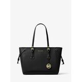 Michael Kors Voyager Medium Crossgrain Leather Tote Bag Black One Size