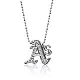Women's Alex Woo Oakland Athletics Little Logo 14kt White Gold & Diamond Necklace