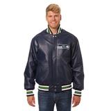 Men's JH Design Navy Seattle Seahawks Leather Jacket