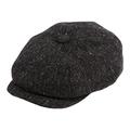 Gamble & Gunn ‘Ardura’ Unisex Flat Cap. 100% Irish Donegal Tweed Wool Hat, 8 Panel Design Newsboy Baker Style Hat with Button. Easy Care, Fully Lined, Fashionable Mens and Womens Caps. Charcoal, XL