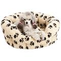 P&L SUPERIOR PET BEDS LTD P&L Superior Pet Beds Haustierbett mit Fleckenmuster, oval, weich, Fleece, klein, Beige/Schwarz