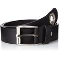 Diesel Mens Belt B-455, genuine leather with metal buckle and eyelet - black: : 85 cm