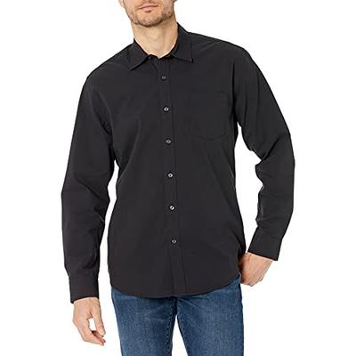 Essentials Men's Regular-Fit Long-Sleeve Casual Poplin Shirt