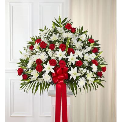 1-800-Flowers Flower Delivery Heartfelt Sympathies Standing Basket - Red & White Large