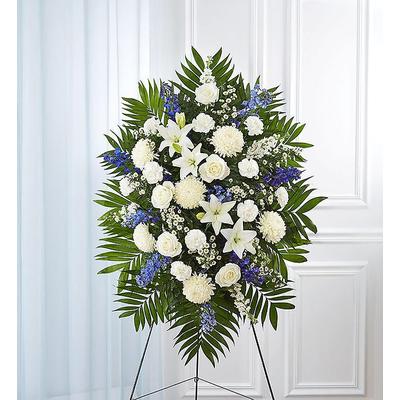 1-800-Flowers Flower Delivery Blue & White Funeral Standing Spray Small | Happiness Delivered To Their Door