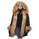 Aox Women Winter Faux Fur Hood Warm Thicken Coat Lady Casual Plus Size Parka Jacket Outdoor Overcoat (12, Brown Faux Fur)