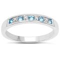 The Diamond Ring Collection: 3mm wide Sterling Silver Channel set Blue Topaz & Diamond Eternity Ring (Size O)