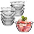 Set of 8 Glass Bowls - Beaded Edge Dessert Bowls