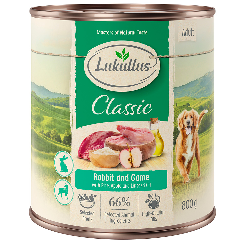 Lukullus 12 x 800 g Alimento umido per cani - Coniglio & Selvaggina