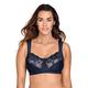 Miss Mary of Sweden Lovely Lace Women's Non-Wired Full Cup Cotton Bra Dark Blue