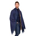 likemary Men's Oversize Scarf Travel Blanket Wrap Shawl 100% Merino Pure Wool Ethical & Handwoven Shoreditch Blue 100 x 200cm