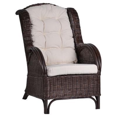 MiaMöbel Rattansessel 'Panama' dunkelbraun 100% Baumwolle, Rattan Landhaus Image