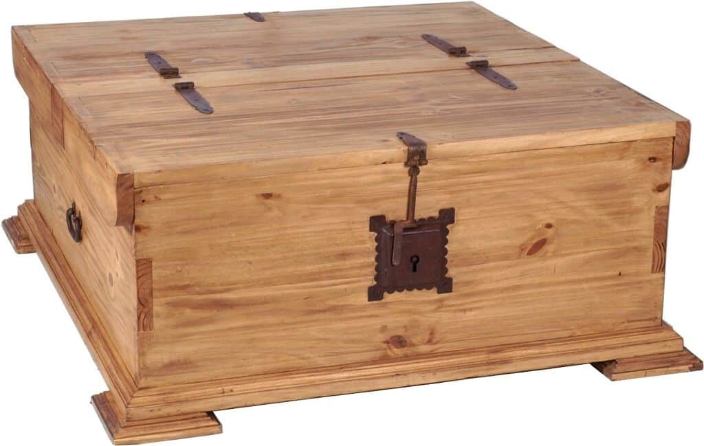 MiaMöbel Mexico Couchtisch / Truhe Massivholz Pinie Landhaus Mexiko Möbel Mexikanisch
