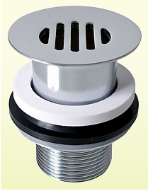 "Neuesbad.de Schaftventil 1 1/4 " x 60 mm, verchromt, mit Überlauf, mit Sieb" Image