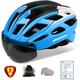 Shinmax Bike Helmet with Safety LED Light Cycle helmet for Men Women Bicycle Helmet with Detachable Magnetic Visor & Liner Breathable MTB Helmet Adult Lightweight Adjustable Size Cycling Helmet NR-096