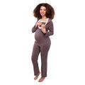 Herzmutter Maternity-Nursing Pajama for Women with Lace - Sleepwear-Set for Pregnancy - Nightwear with Breastfeeding Function - Long-Long Sleeve - Taupe-Blue-Grey - 2000 (XL, Taupe)