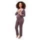 Herzmutter Maternity-Nursing Pajama for Women with Lace - Sleepwear-Set for Pregnancy - Nightwear with Breastfeeding Function - Long-Long Sleeve - Taupe-Blue-Grey - 2000 (XL, Taupe)