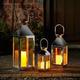 Smart Solar Stockholm Stainless Steel Lantern - Set of 3