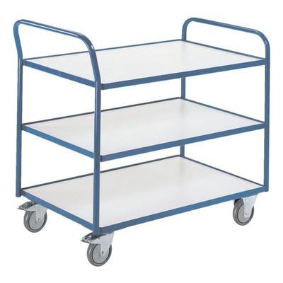 ROLLCART Tischwagen mit 3 Etagen ESD blau, 91x93x50 cm