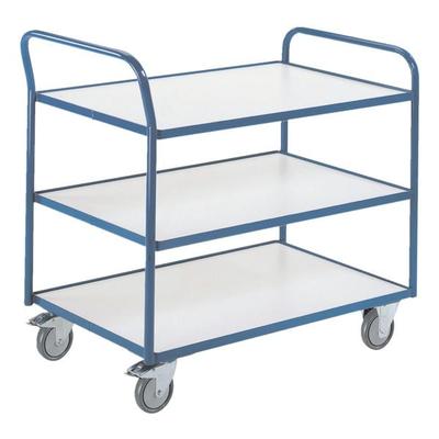 Tischwagen mit 3 Etagen ESD blau, ROLLCART, 91x93x50 cm