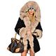 Aox Women Winter Faux Fur Hood Warm Thicken Coat Lady Casual Plus Size Parka Jacket Outdoor Overcoat (10, Beige Black)