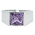 Sterling Silver Purple Amethyst Mens Signet Ring, 925 Band Authentic Gemstone Gents Jewellery (Y)