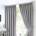 Fusion Dijon-Blackout/Thermal Insulated Pair of Pencil Pleat Curtains, Silver Grey, 90 x 72 (229 x 183cm)